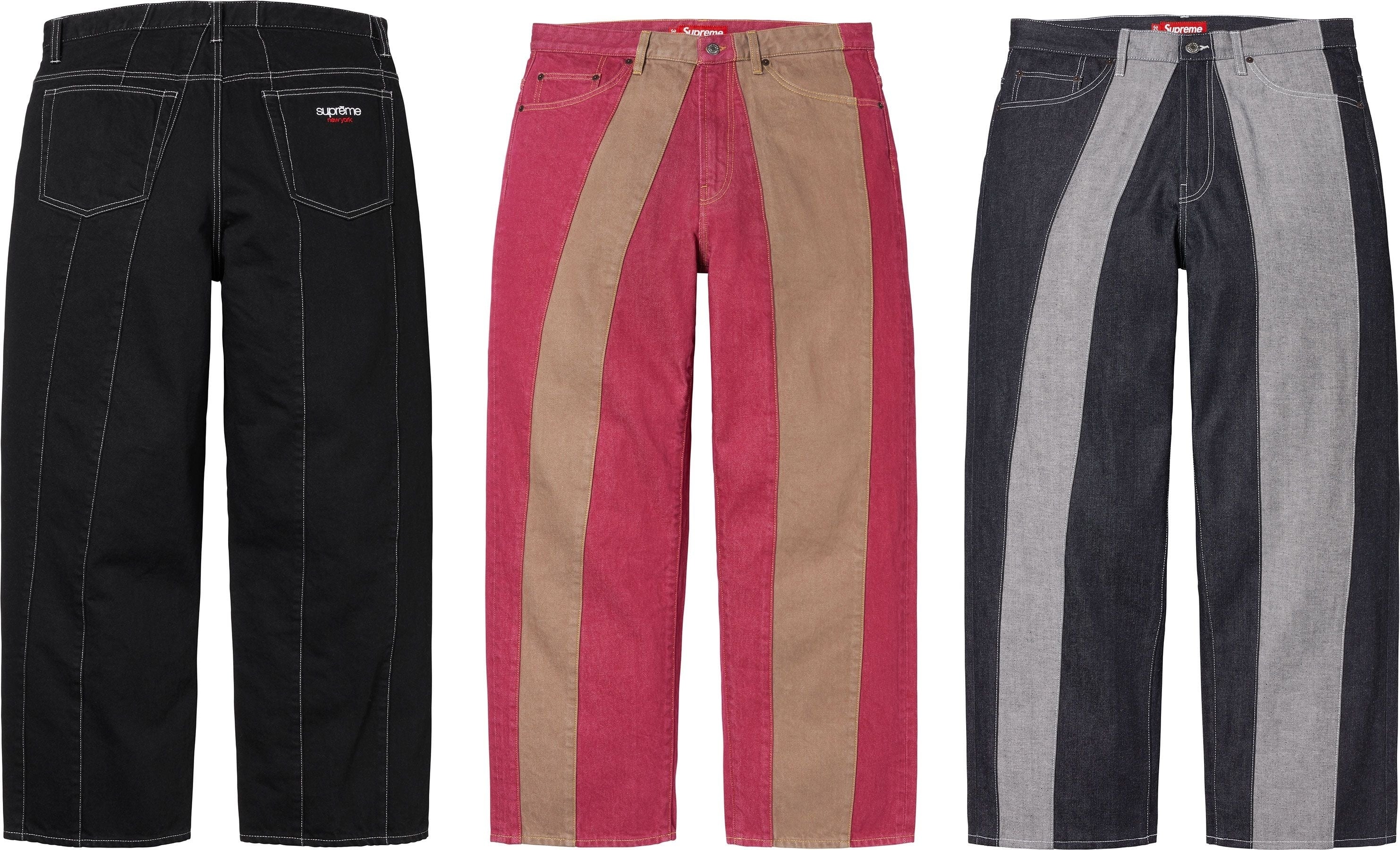Paneled Stripe Baggy Jean